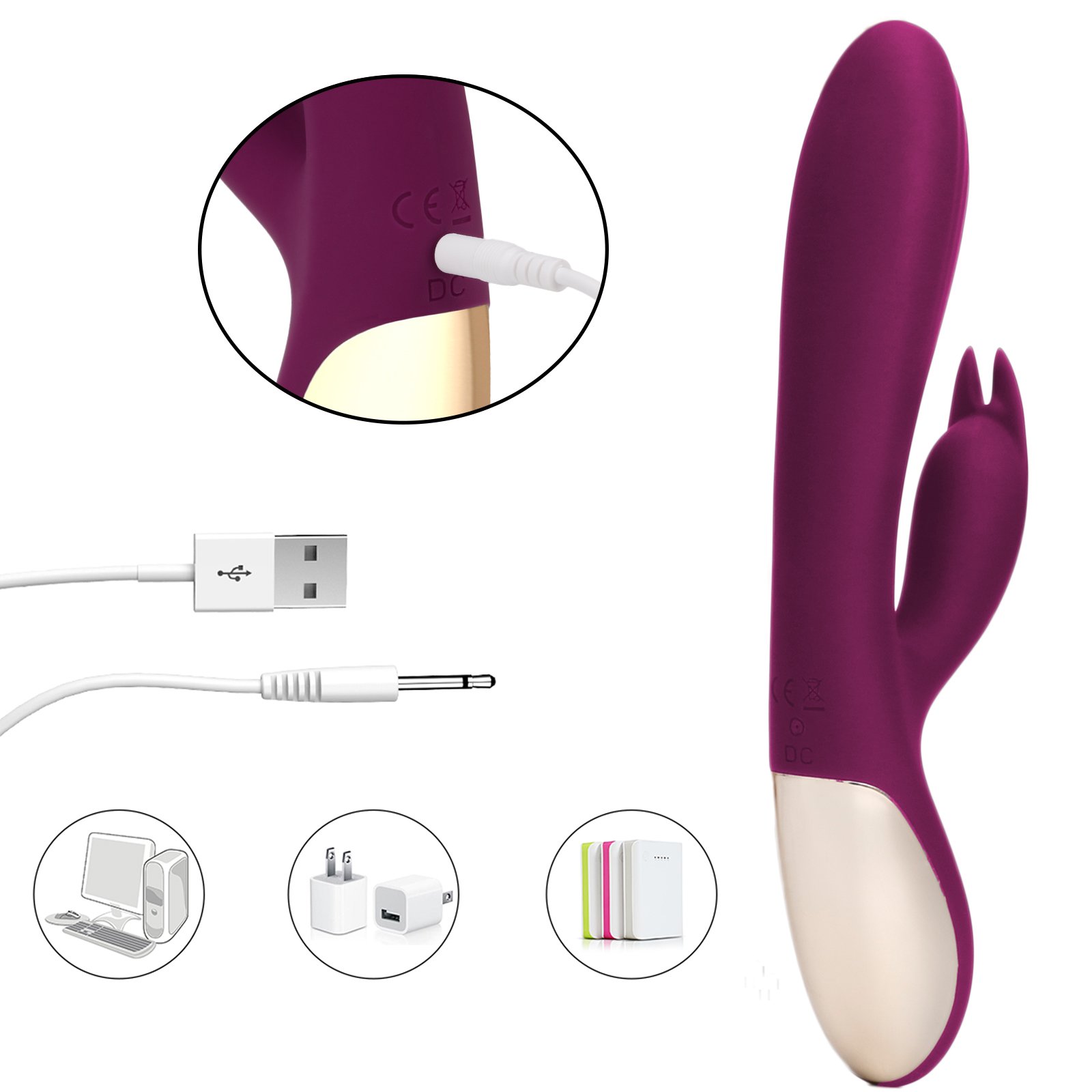Silicone Rabbit G-Spot Vibrator, Tracy\'s Dog 10 Speed Waterproof Vibrating Massager Rechargeable Vagina Clitoral Stimulator Adult Sex Toy for Women Lesbian