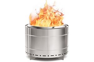 Panovue 22 inch Smokeless Fire Pit with Carry Bag, Stainless Steel Outdoor Smokeless Firepit, Wood Burning Fire Pits for Camping, Bonfire,Low Smoke Firepit for Outside(Silver)