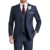 HUUTOE Men's 3 Piece Suits Slim Fit, Wedding Groomsmen Prom Business Suit, One Button Blazer Jacket Vest and Pants Tuxedo Set