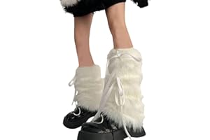Women Winter Furry Leg Warmers Stockings Warm Leggings Boot Cuffs Gothic Punk Sweet Ribbon Bowknot Fuzzy Sock Elastic Leg Cov