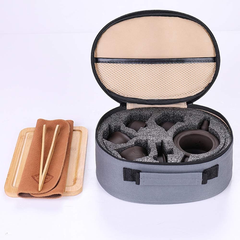 PUDDINGY® Chinese Handmade Purple Clay Travel Tea Set Suit Portable Car Accompanying Package,2 [Energy Class A]