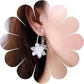 Andelaisi Boho Flower Hoop Earrings Vintage Resin Flower Drop Earrings Acrylic Flower Large Hoop Earrings Wedding Flower Petal Earrings Jewelry for Women
