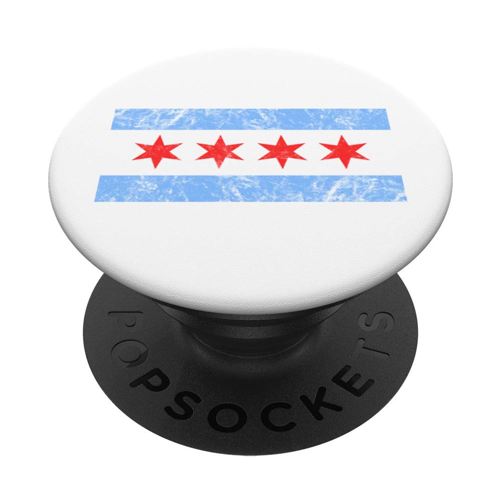 USA Illinois Weathered City Of Chicago Flag PopSockets PopGrip: Swappable Grip for Phones & Tablets