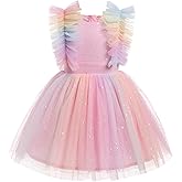Kids Girls Confetti Birthday Princess Dress Ruffle Sleeve Boho Cake Smash Photo Shoot Outfit 3-10T