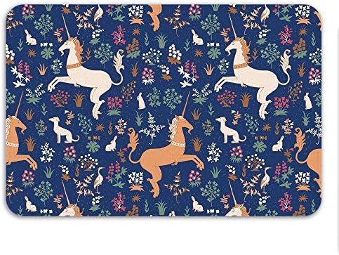Unicorn Rug Non Slip Bath Mat Cute Bathroom Decor Rabbit Dog Magic Garden Floral Print