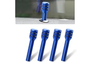 Jewkot Pack-4 Car Door Lock Knob Covers, 1.92" x 0.47" Alloy Anti-Scratch Door Latch Status Button Kit, Door Deadbolt Safety Decoration, Universal Inner Door Pull Pin Accessory for Cars (Blue)