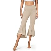 G4Free Capri Pants for Women Stretch Yoga Dress Pants with Pockets Ruffle Bell Bottom Athletic Work Leggings