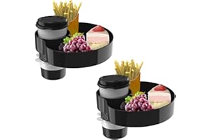 SSPONT [2 Packs] Kids Car Seat Tray, Travel Tray with Cup Holder for Toddler Baby, Kids Car Seat Food Snack Organizer for Road Trip, Stroller snack tray travel must haves - Black