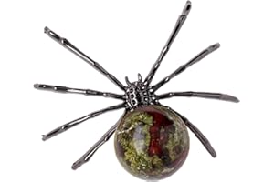 Runyangshi 1PCS Natural Crystal Dragon Blood Ball 2in Hand-Made Alloy Spider Animal Statue Ornament Healing Crystal for Halloween Decor Home Decor Gift