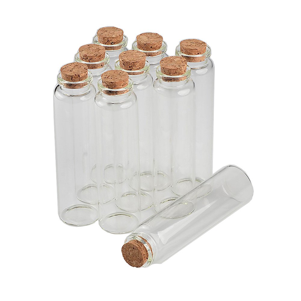 Jarvials Empty Mini Bottle with Cork Stopper 55ml Glass Jars idea for Wedding Small Wishing Bottles Wholesale (50, 55ml)