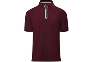 V VALANCH Mens Zipper Polo Shirts Short/Long Sleeve Moisture Wicking Outdoor Golf Shirt Collared Athletic Tennis Polo