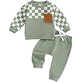 Lucikamy Toddler Baby Boy Fall Outfits Long Sleeve Crew Neck Pullover Sweatshirt + Jogger Pants Set Infant Winter Clothes
