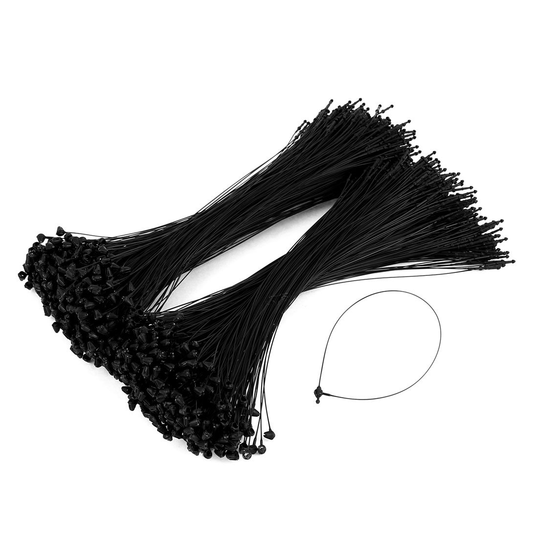 sourcing map 7" 1000 Pcs Black Snap Lock Pin Loop Plastic Tag Fastener Hook Ties