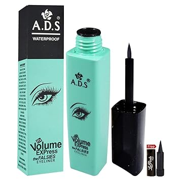 ADS Volume Express Falsies Waterproof Black Eyeliner 7ml With Free LaPerla Kajal
