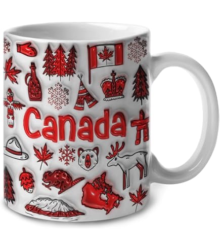 Amazon.com: 16 oz Large Bistro Mug Ceramic Coffee Tea Glass Cup Maple Leaf  Canada (Red) : Home & Kitchen