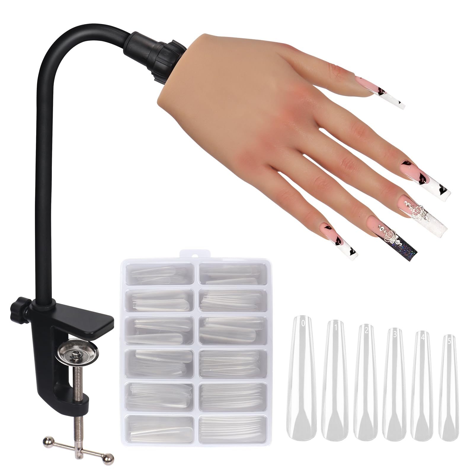Silicone Practice Hand for Acrylic Nails: Flexible Nail Practice Hand for Beginners - Bendable Fake Hand for Professional Salons Home DIY Nail Art