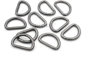 CRAFTMEMORE 3/8 or 1/2 Inch Tiny D-Ring Findings Metal Welded D Rings for Zipper Puller Lanyard Purse Making DIY Craft 50pcs (Gunmetal, 1/2 Inch)