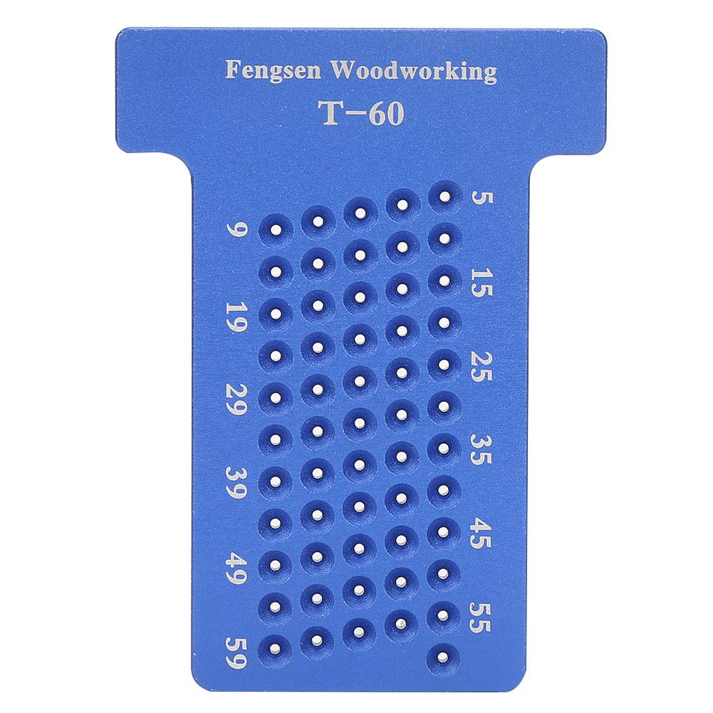 T-Type Scribing Gauge，79x58x9mm Woodworking T-Type Scriber Aluminum Alloy Hole Gauge Carpenter Marking Tool(Blue)