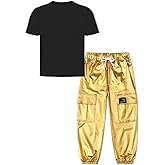 SANGTREE 2-Piece Boys Clothes Short Sleeve Shirt and Cargo Pants Set Fashion Athletic Casual Boy Outfits, 4-14 Years