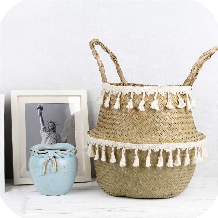 Storage Basket Folding Wicker Basket Rattan Basket Garden Flower Pot Planter Laundry Basket,As Picture2,23cmX20cm