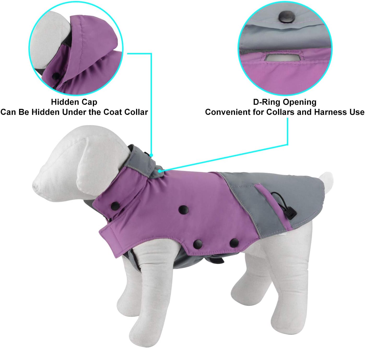 PETLOFT Dog Winter Coat Waterproof Cold Weather Warm Jacket for Small Medium Large Dogs Puppy Winter Vest with Detachable Fleece Lining (M - Image 4