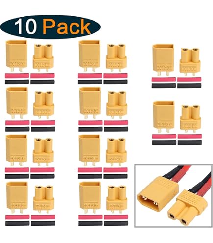 4 Pares De Conectores XT30U Macho Y Hembra Con Cable De Silicona 16AWG De 15 Cm | Dorado | Para Baterías 2S LiPo De Drones FPV Y Coches RC