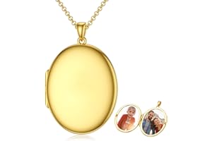 SOULMEET 10K 14K 18K Solid Gold/Plated Gold Oval Locket That Holds Multi Pictures Personalized Oval Sunflower/Starburst/Rose 
