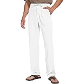 Tallemon Tall Mens Casual Linen Pants 31/33/35/37 Inseam Beach Slacks Summer Long Drawstring Straight Leg Relaxed Fit