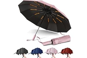 GUARAY Umbrella, Windproof Travel Umbrella with 24 Ribs (12*2), Durable Automatic Umbrella for Rain & Sun, Portable Compact Umbrella with Large Canopy, Sun Umbrella UV Protection, Fits Car & Backpack