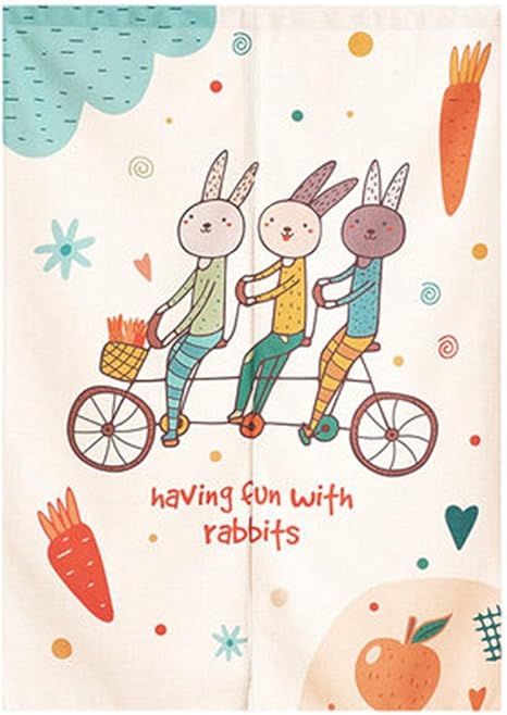 Amazon Baiht Home のれん 暖簾 動物シリーズ うさぎ 可愛い 室内インテリア 幅65cm 丈90cm 突っ張り棒付き のれん オンライン通販