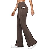 DLOODA Womens Yoga Pants with Pockets High Waisted Flare Leggings Bell Bottom Tummy Control Workout Bootcut Leggings