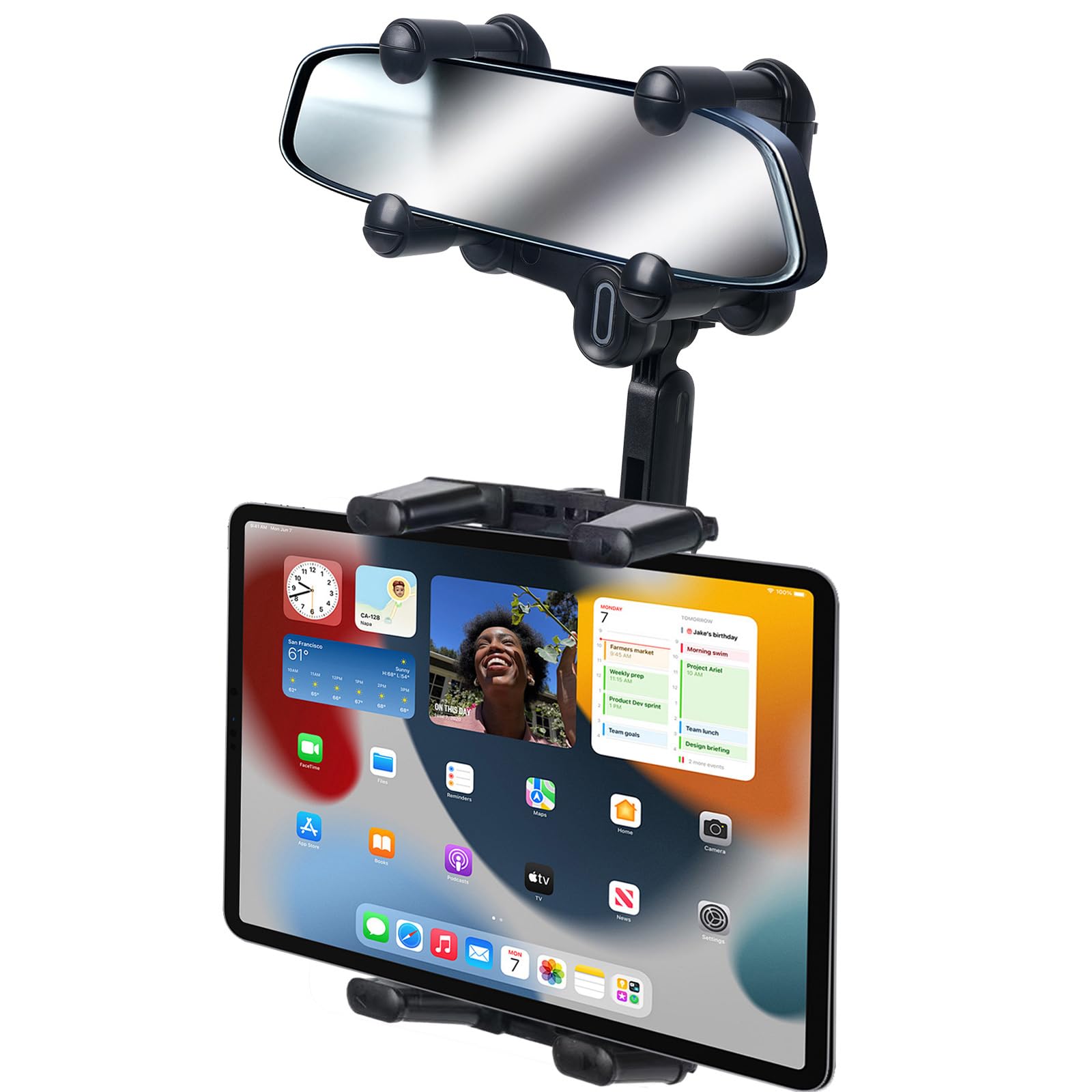 kelofam Phone Mount for Car,Car Rear View Mirror Phone Holder, Multifunctional 360°Rotatable and Retractable Tablet Holder for Car，Suitable for iPhone,iPad,Samsung Z Fold 7 6 5, All Foldable Phones
