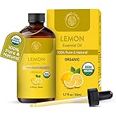 Carno Calm Lemon Essential Oil | USDA Certified Organic Lemon Oil for Skin & Hair | Aromatherapy, Diffuser, Cleaning & DIY Uses | 1.7 fl oz
