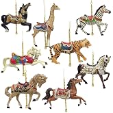 Kurt Adler Carousel Ornaments, 8 Assorted Animals, Resin, Christmas