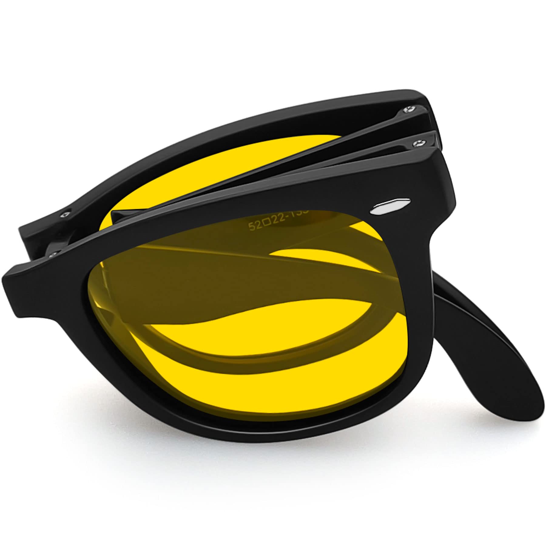 Joopin Foldable Nighttime Glasses for Men Women Anti Glare, Yellow, Folding Night Vision Glasses
