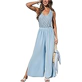 CUPSHE Women's Sleeveless Jumpsuit Summer Wide Leg One Piece Romper Casual Elegant Outfit for Beach Party Travel Outfits