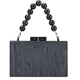 Oweisong Women Acrylic Clutch Purse Formal Wedding Evening Handbag Marble Party Shoulder Crossbody Bag with Bead Chain