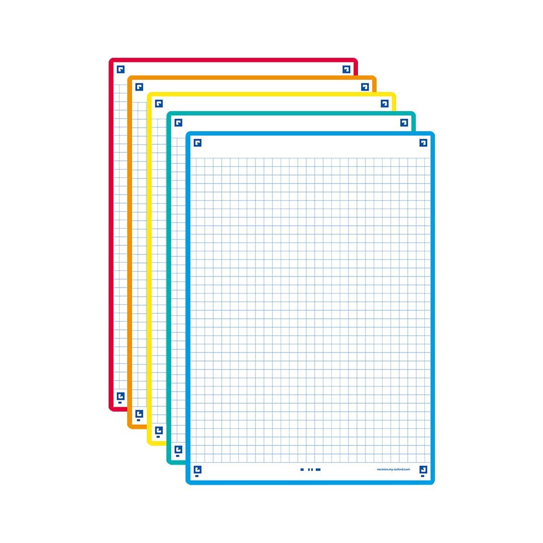 Oxford Révision 2.0 Pack of 50 Record Cards A5 (14.8 x 21 cm) Small Squares on Both Sides - Turquoise Frame