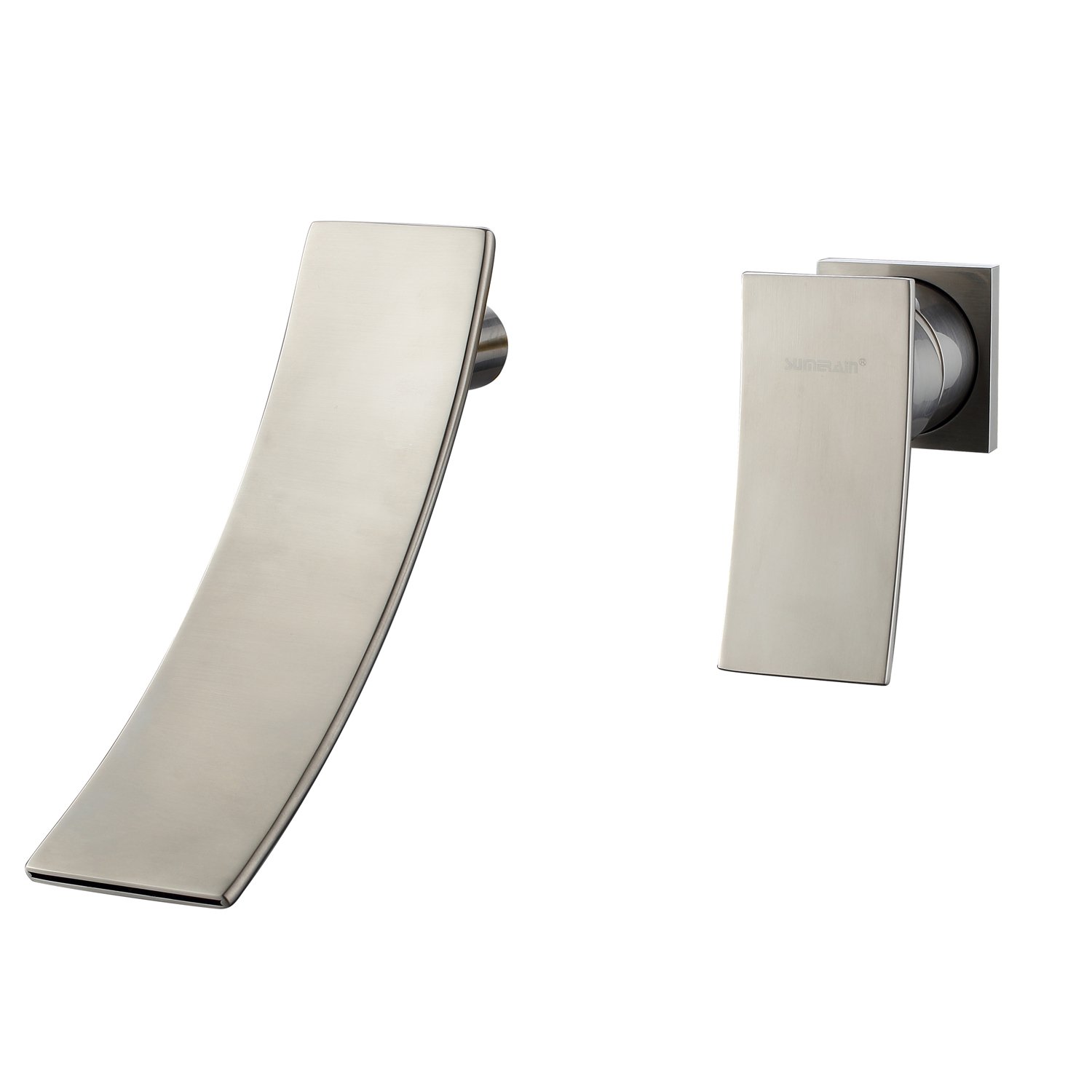 SUMERAIN Single Handle Wall Mount Waterfall Bathroom Mixer Sink Tap Brushed Nickel Finish