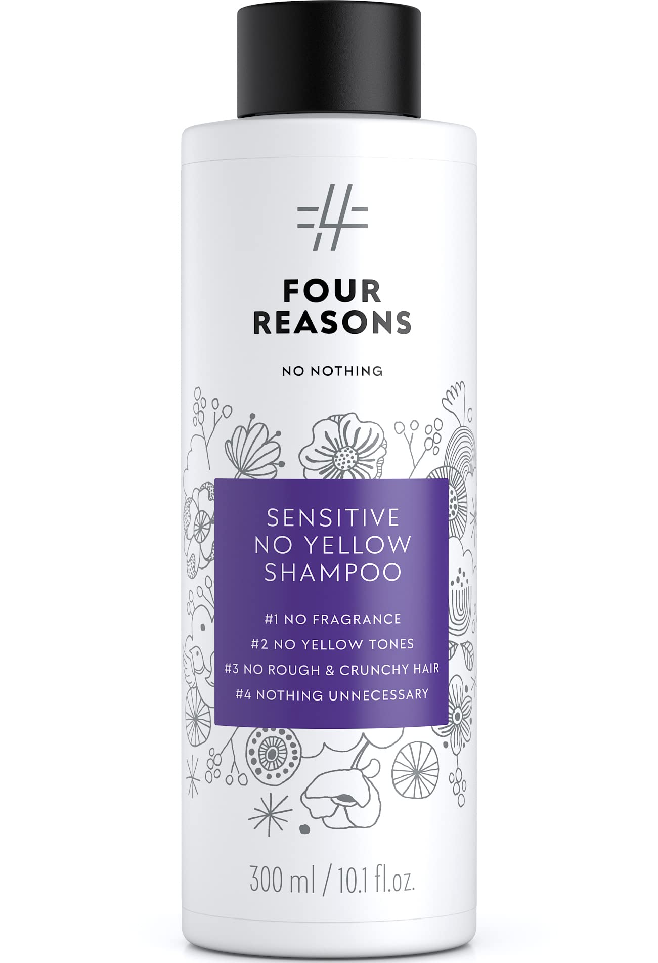 No Nothing No Yellow Purple Shampoo – Fragrance Free Toning Shampoo for Blonde, Gray & Silver Hair – Neutralizes Brassiness – Hypoallergenic for Sensitive Scalp, 300 ml