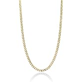 Miabella Italian 925 Sterling Silver, 18K Gold Plated 925 Sterling Silver 2.3mm Curb Cuban Link Chain Necklace Made in Italy