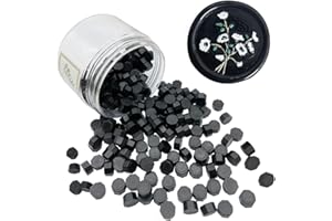 MINGYUESKY 200pcs Black Sealing Wax Beads Metallic Black Octagon Wax Seal Beads Bulk for Party Invitations Xmas Gift Halloween Wrapping Card Envelope