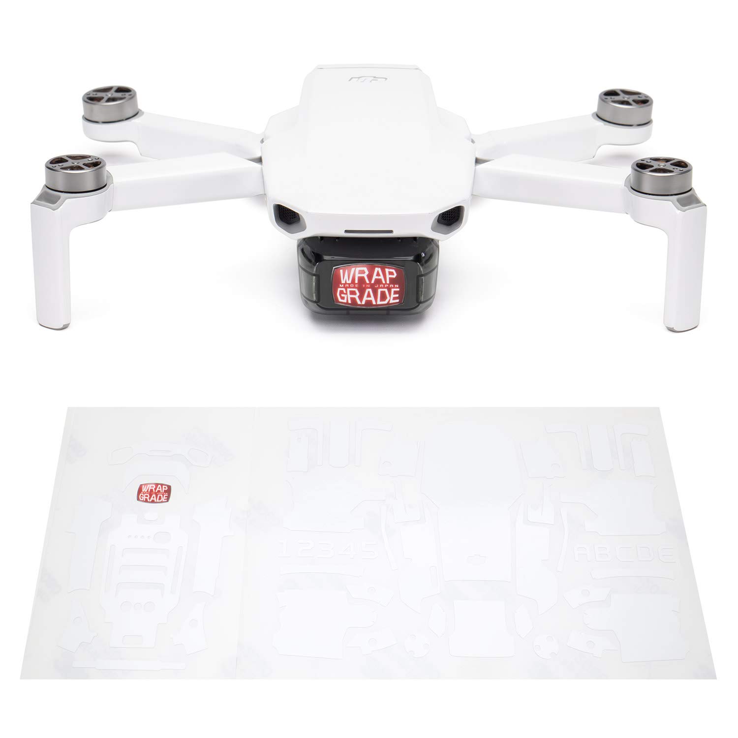 Wrapgrade Skin Sticker Set Compatible with DJI Mini 2 (RACING WHITE)