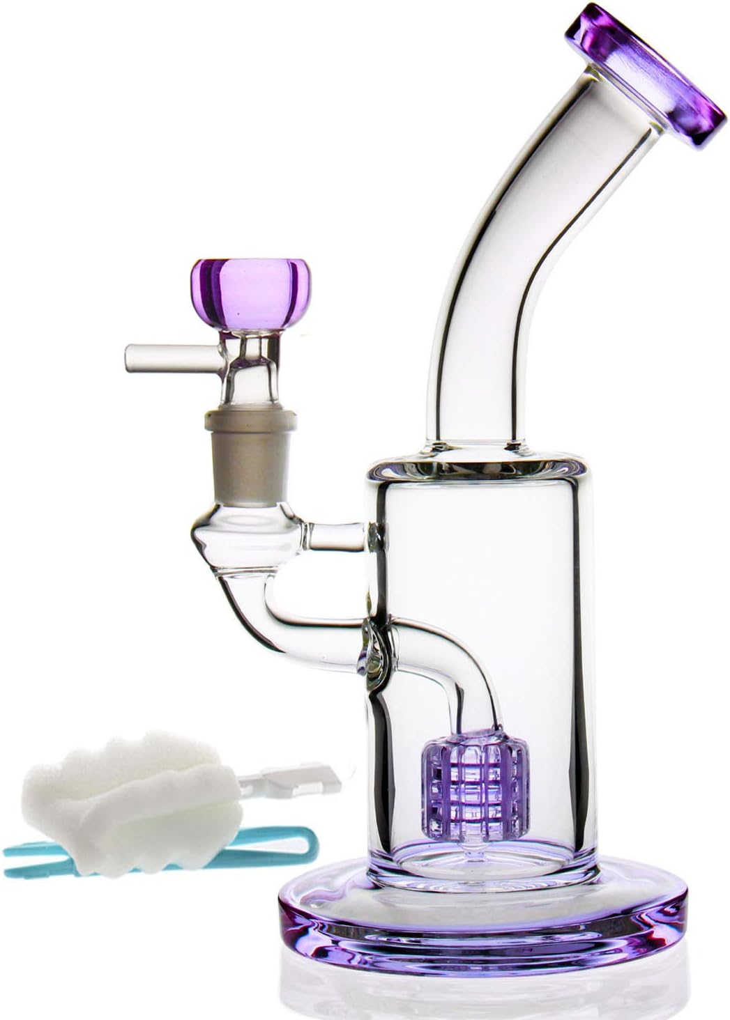 Glass Bong with Smoking Bong Pipe Filter, 14.5mm Glass Bong Bowl 19.3oz Water Bong with Bong Cleaning Brush Hookahs Cheap Bong by P-Sungar (Glass Bong)