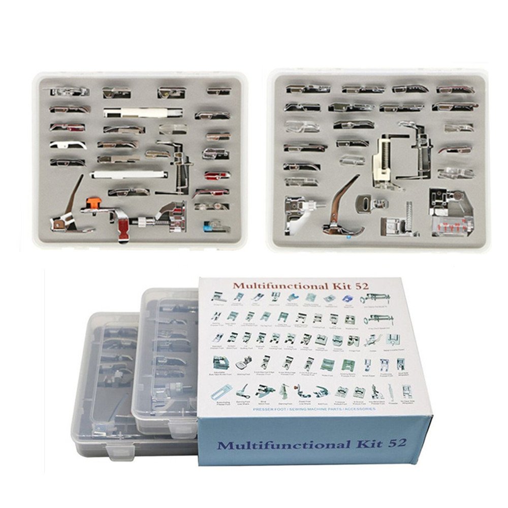 YEQIN Professional Domestic 52pcs Sewing Foot Sewing Machine Feet Presser Feet Set with Plastic Storage Box for Brother, Singer, Janome, Babylock,Toyota,New Home, and Kenmore Low Shank Sewing Machine