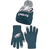 Ultra Game NFL Boys Girls Super Soft Winter Beanie Knit Hat with Extra Warm Touch Screen Gloves