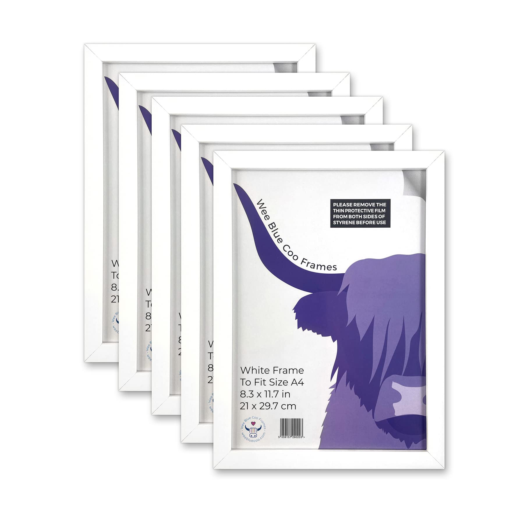 Wee Blue Coo Five Pack - White A4 Picture Frame For Art Print Poster Photo or Certificate