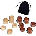Baspoom Checkers Pieces -Backgammon Pieces-Dark Brown/Natural 15tablets Each