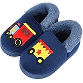 ESTAMICO Girls Cute Cartoon Slippers with Memory Foam Kids Plush Warm Winter House Shoes