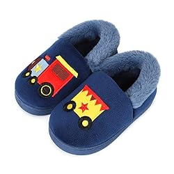 ESTAMICO Boys Girls Warm Slippers Cartoon Train